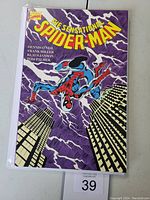 Front cover of The Sensational Spider-Man 1988 Marvel comic book showing Spider-Man swinging between skyscrapers with lightning in the background.