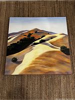 Full front view of square canvas showing rolling hills scene