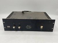 Front view of BGW Professional Power Amplifier Model 250C showing power switch, clip LEDs and volume control knobs.