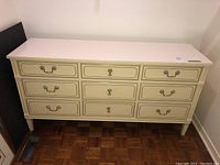 Full front view showing the overall dresser and drawer layout.