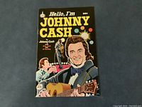 Front cover of 'Hello, I'm Johnny Cash' comic with Johnny Cash illustration and title.