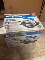 Mastercraft circular saw original packaging showing the brand, model, and key features.