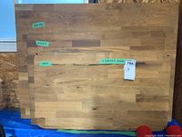 Three butcher block wood pieces stacked with measurement labels visible: 28x17, 29x20, and 35x26 inches.