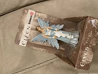 Schleich elf figurine displayed in original box, showing figure with blue wings and elaborate dress