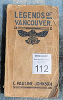 Front cover of the book titled 'Legends of Vancouver' by E. Pauline Johnson, showing wear and tear.