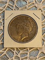 Obverse side of the 1923 American Peace Silver Dollar coin showing Lady Liberty.