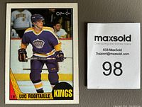 Front image of the card showing Luc Robitaille in full hockey gear skating on the ice.