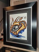 Full view of the framed Norman Knott silkscreen titled 'Crane'. Shows overall colors, framing, and style of artwork.