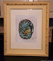 Full view of the framed original acrylic painting by Don Chase titled 'Night and Day'. The frame is cream colored with decorative details.