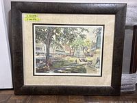 Full front view of framed watercolour print with visible mat and frame