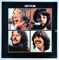 Front cover of The Beatles 'Let It Be' vinyl album showing band portraits and album title.