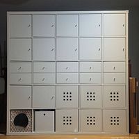 Front elevation of assembled 5×5 Kallax with all inserts in place