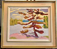 Full view of the framed painting from the front