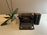 Front view of full Woodstock typewriter on tabletop