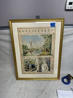 Framed screenprint artwork showing entirety of piece and frame