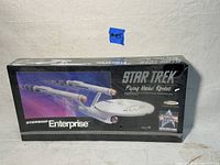 Front view of the sealed model rocket box showing Star Trek Enterprise artwork and product details