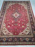 Full view of the rug showing overall pattern, colors, and dimensions