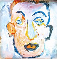 Front cover of the vinyl record showing the abstract painted face representing Bob Dylan's 'Self Portrait' album.