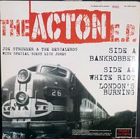 Front cover of The Acton E.P. vinyl record showing Santa Fe train and track listing