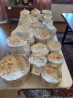 Full overview of all pieces with protective liners on table