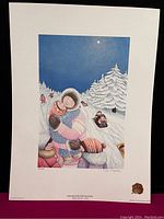 Full view of the limited edition signed print showing mother and child winter scene under a starry sky.