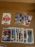Several 1992 McDonald's baseball cards visible, including a checklist card labeled MVP Checklist and cards with player portraits and action shots.