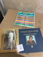 Top view of all three vinyl records showing cover artwork and titles.