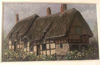 Frontal image showing the pastel painting of a thatched cottage titled "Croftbeg" by Jennifer K. Ross, in a white frame.