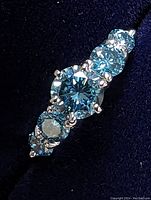 Close-up top view of ring on dark fabric background