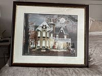 Framed Halloween print by Walter Campbell showing the entire artwork and frame from a front angle.