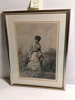 Front view of the framed etching print showing the entire artwork and frame.