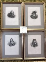 Full view of all four framed lithograph portraits of famous men, shown arranged in a 2x2 grid.