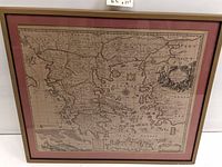Full view of the framed map of Greece, showing its size and framing details.