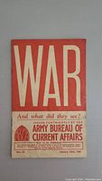 Front cover of the 1942 WAR magazine pamphlet published by the Army Bureau of Current Affairs, titled 'And what did they see?'.