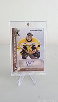 Front view of the card showing Jason Robertson in Kingston Frontenacs hockey uniform with autograph.