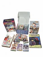 Full lot including Weiss Schwarz cards spread and boxed, The Slayers DVD, Zuko Funko Pop in box, and The Handmaid VHS.