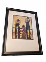 Front view of framed Jack Vettriano print showing three figures in an indoor scene.