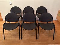 Front view of all six chairs arranged in two rows