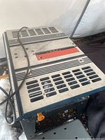 Top view of Mastercraft table saw showing metal surface with ventilation slots, power cord, and measurement guide.