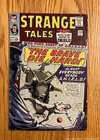 Front cover of Strange Tales #139 comic book featuring Nick Fury with title 'The Brave Die Hard!' and Marvel branding.