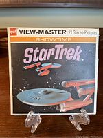 Front view of the View-Master box showing Star Trek themed cover art and title.