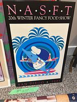 Poster for NASFT 20th Winter Fancy Food Show 1995 with blue chef donkey illustration