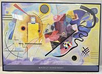 Full view of the framed Wassily Kandinsky abstract art print showing various geometric shapes and colors.