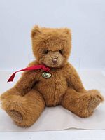 Full front view of the brown plush bear showing body shape and facial features