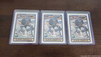 Three Curtis Joseph rookie hockey cards displayed side by side in hard plastic protective sleeves, showing front view of the cards.