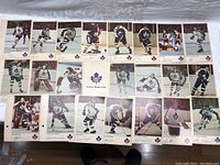 Overview of all 23 vintage Toronto Maple Leafs hockey photos from the 1971-72 season, arranged in rows showing full player images and logos.