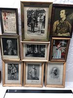 Overview photo showing all nine framed pictures arranged in three rows.