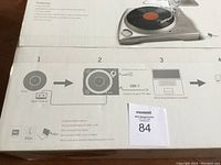 Photo of instructions showing how to connect the Ion USB turntable to a computer for digitizing vinyl records.