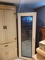 Full front view of the KOOLSPACE bar fridge showing beige frame with glass door and locking key.