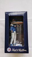 Front view of boxed Jose Bautista bobblehead in Toronto Blue Jays Level of Excellence Award packaging.